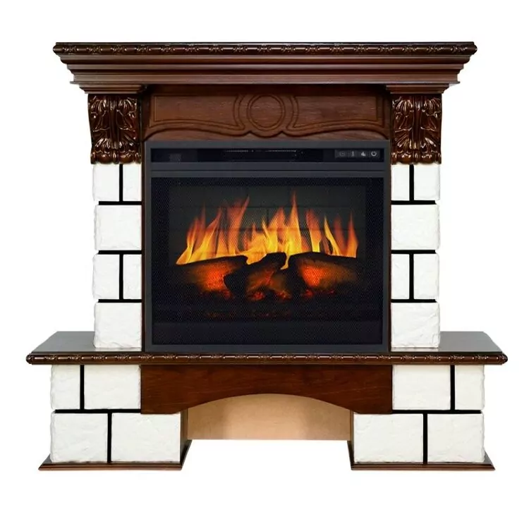 Электрокамин Royal Flame Pierre Luxe - Белый / Темный дуб с очагом Vision 23 EF LED 3D FX