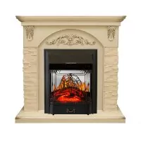 Каминокомплект Royal Flame Bern Сланец крупный бежевый / Алебастр патина очаг Majestic FX M Black