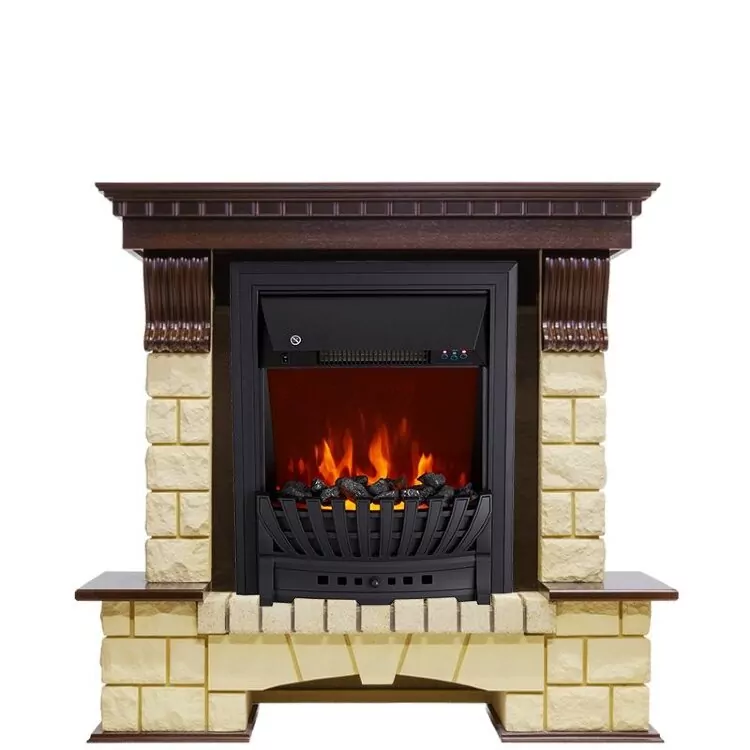 Электрокамин Royal Flame Pierre Luxe - Темный дуб / Шампань с очагом Aspen Black