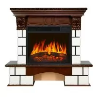 Каминокомплект Royal Flame Pierre Luxe - Белый / Темный дуб с очагом Vision 23 LED FX