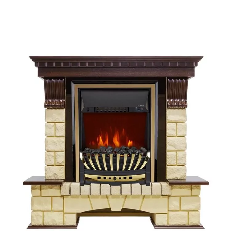 Электрокамин Royal Flame Pierre Luxe - Темный дуб / Шампань с очагом Aspen Gold