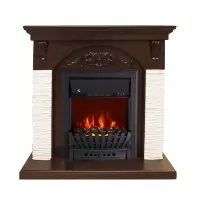 Каминокомплект Royal Flame Bern Сланец мелкий белый / Темный дуб с очагом Aspen Black