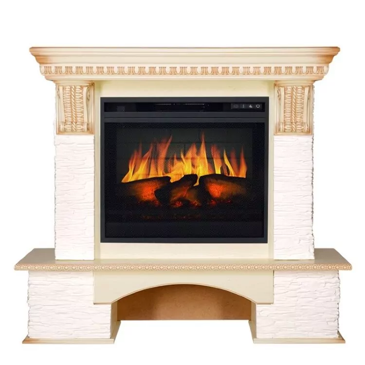 Электрокамин Royal Flame Pierre Luxe - Сланец белый / Слоновая кость очаг Vision 23 EF LED 3D FX