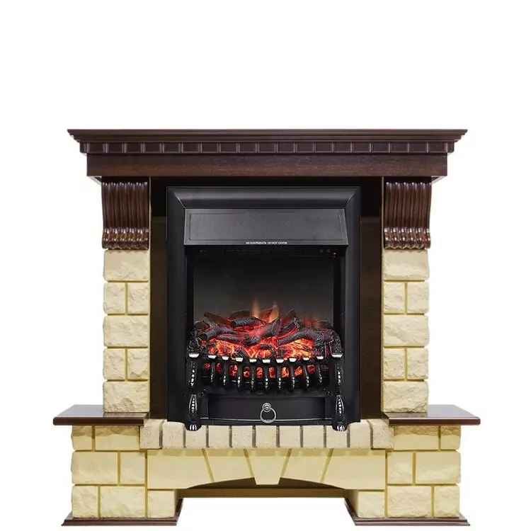 Электрокамин Royal Flame Pierre Luxe - Темный дуб / Шампань с очагом Fobos FX Black