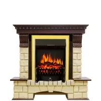 Каминокомплект Royal Flame Pierre Luxe - Темный дуб / Шампань с очагом Fobos FX Brass