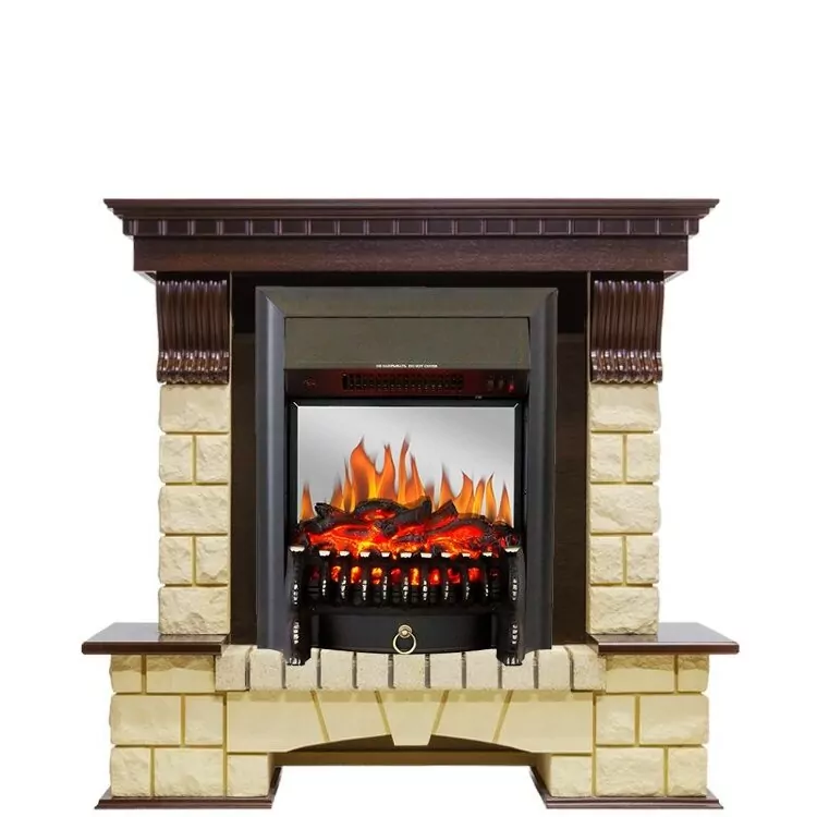 Электрокамин Royal Flame Pierre Luxe - Темный дуб / Шампань с очагом Fobos FX M Black