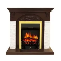Каминокомплект Royal Flame Bern Сланец мелкий белый / Темный дуб с очагом Fobos FX Brass