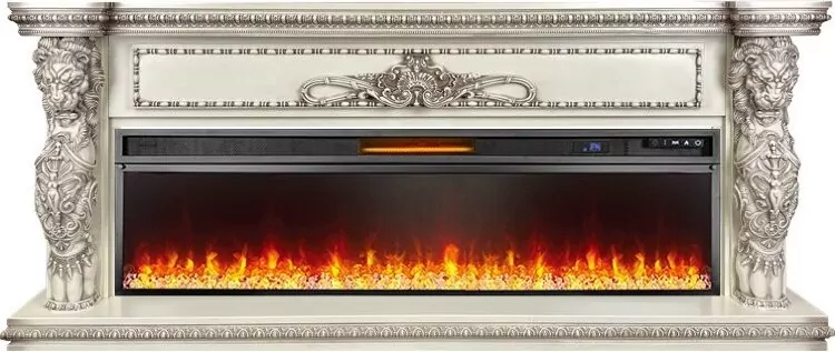 Электрокамин Royal Flame Windsor 60 - Слоновая кость с темной патиной с очагом Vision 60 LED