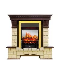 Каминокомплект Royal Flame Pierre Luxe - Темный дуб / Шампань с очагом Fobos FX M Brass