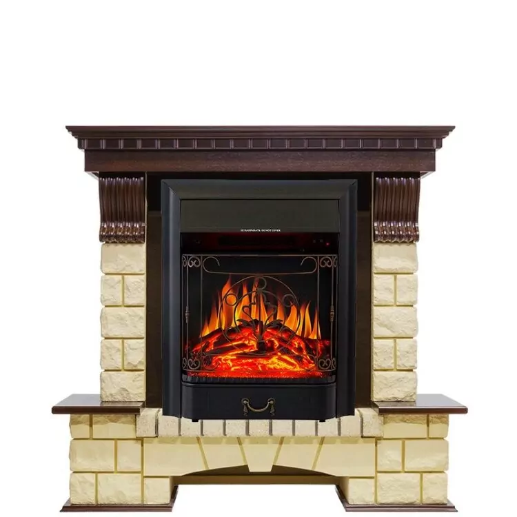 Электрокамин Royal Flame Pierre Luxe - Темный дуб / Шампань с очагом Majestic FX Black