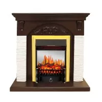 Каминокомплект Royal Flame Bern Сланец мелкий белый / Темный дуб с очагом Fobos FX M Brass