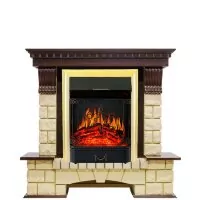 Каминокомплект Royal Flame Pierre Luxe - Темный дуб / Шампань с очагом Majestic FX Brass