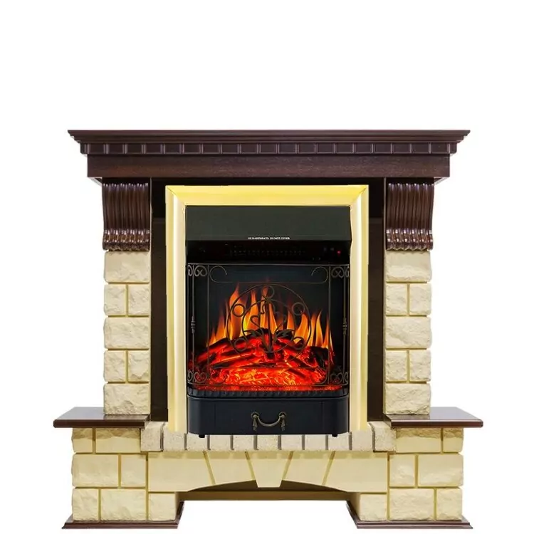 Электрокамин Royal Flame Pierre Luxe - Темный дуб / Шампань с очагом Majestic FX Brass