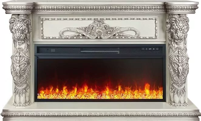 Электрокамин Royal Flame Windsor 42 - Слоновая кость с темной патиной с очагом Vision 42 LED
