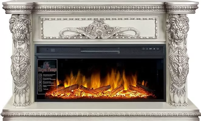 Электрокамин Royal Flame Windsor 42 - Слоновая кость с темной патиной с очагом Vision 42 LOG LED