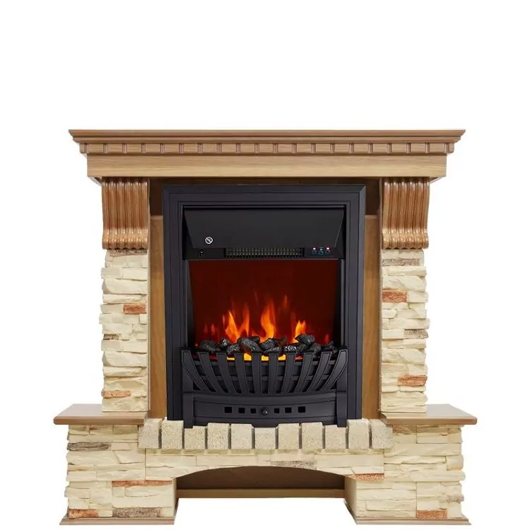 Электрокамин Royal Flame Pierre Luxe - Дуб / Сланец с очагом Aspen Black