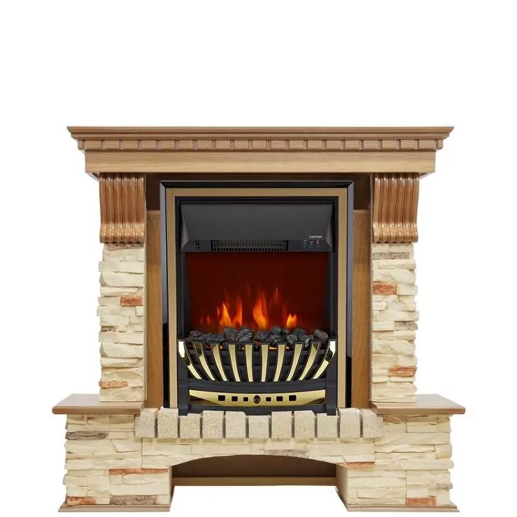 Электрокамин Royal Flame Pierre Luxe - Дуб / Сланец с очагом Aspen Gold