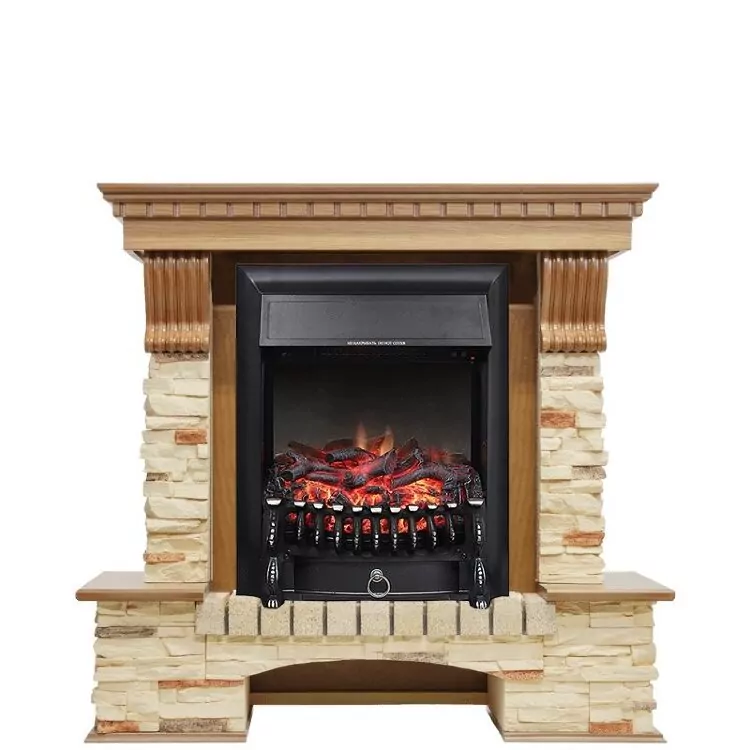 Электрокамин Royal Flame Pierre Luxe - Дуб / Сланец с очагом Fobos FX Black