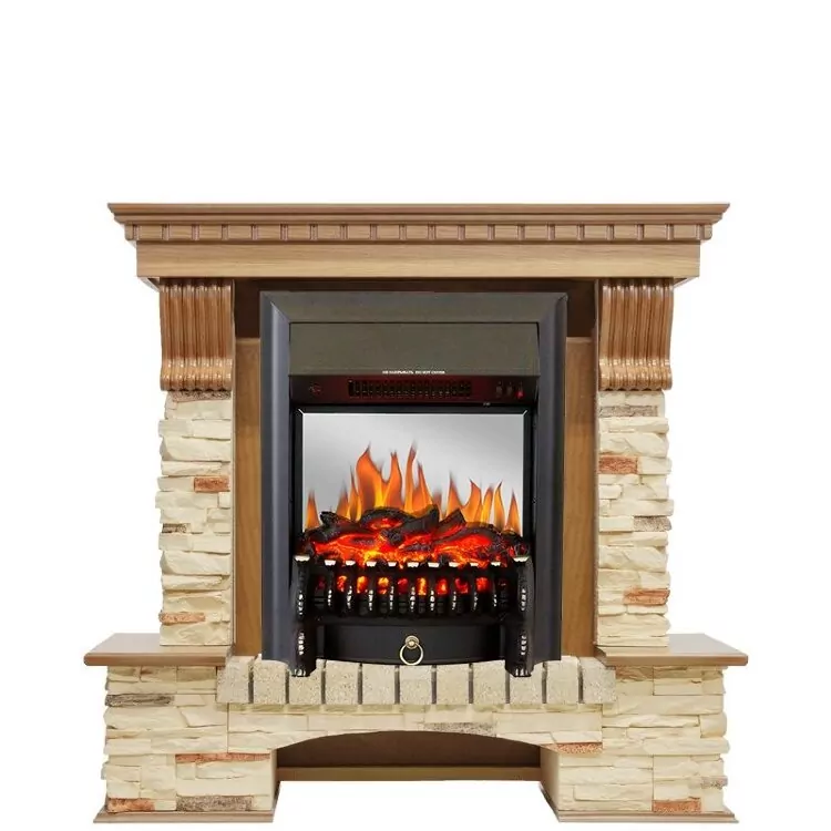 Электрокамин Royal Flame Pierre Luxe - Дуб / Сланец с очагом Fobos FX M Black