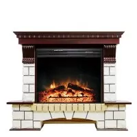 Каминокомплект Royal Flame Pierre Luxe угловой - Темный дуб / Белый с очагом Jupiter FX New