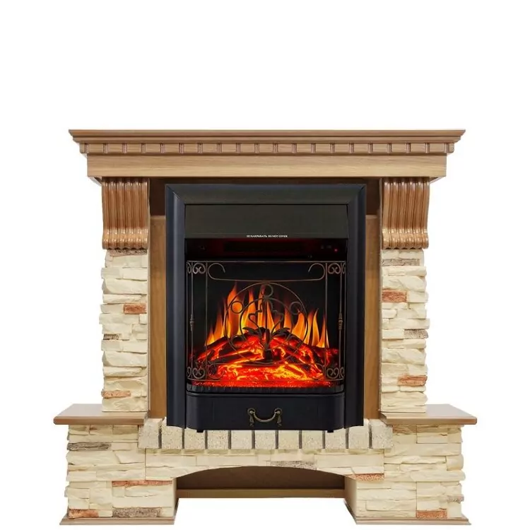 Электрокамин Royal Flame Pierre Luxe - Дуб / Сланец с очагом Majestic FX Black