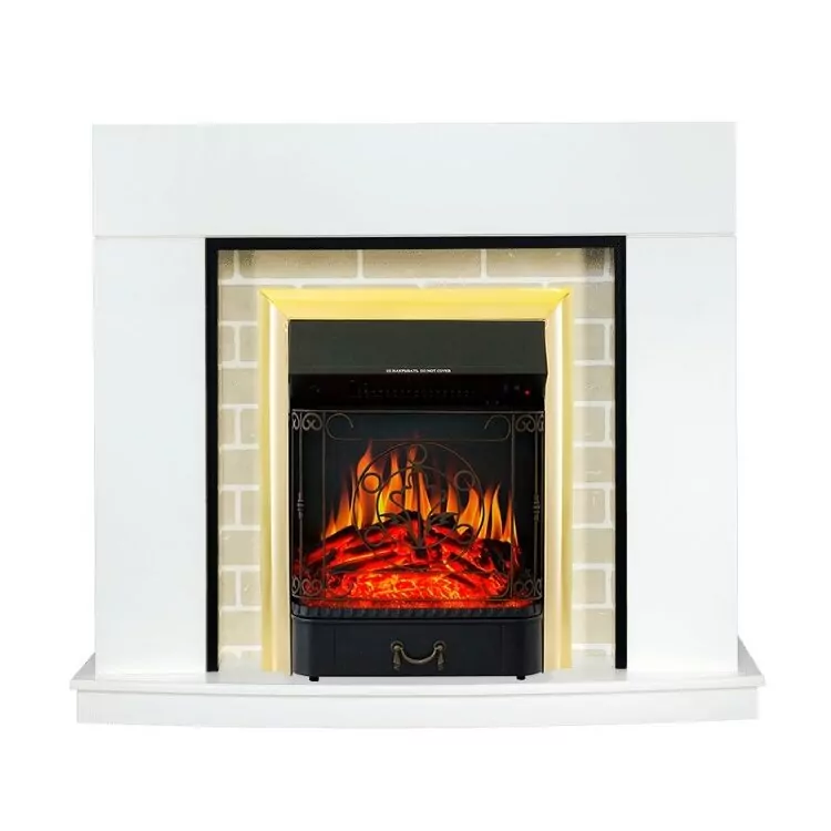 Электрокамин Royal Flame Montana - Белый с очагом Majestic FX Brass