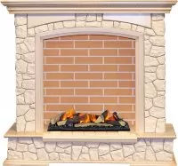 Каминокомплект Dimplex Preston - Слоновая кость / Кирпич с очагом Cassette 600 LNH-INT (с дровами)