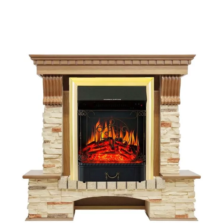 Электрокамин Royal Flame Pierre Luxe - Дуб / Сланец с очагом Majestic FX Brass