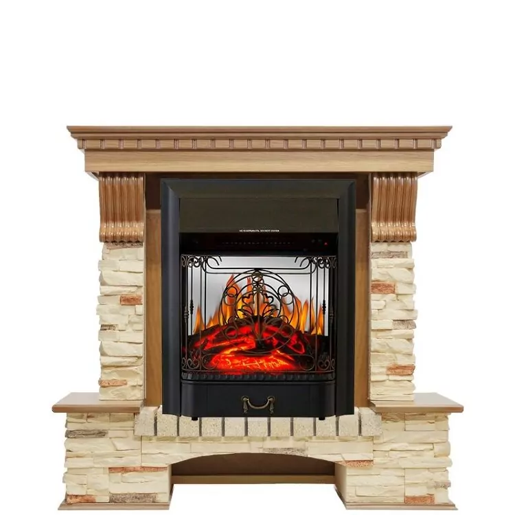 Электрокамин Royal Flame Pierre Luxe - Дуб / Сланец с очагом Majestic FX M Black