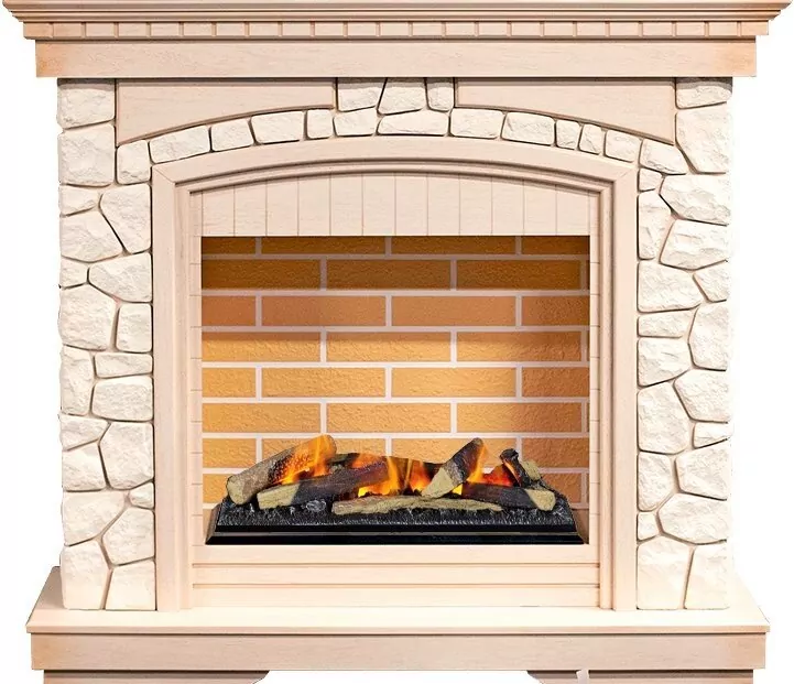 Электрокамин Dimplex Glasgow - Слоновая кость /Белый с очагом Cassette 600 LNH-INT (с дровами)