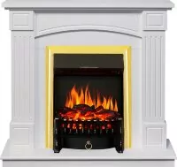 Каминокомплект Royal Flame Boston - Белый (Высота 925см) с очагом Fobos FX Brass