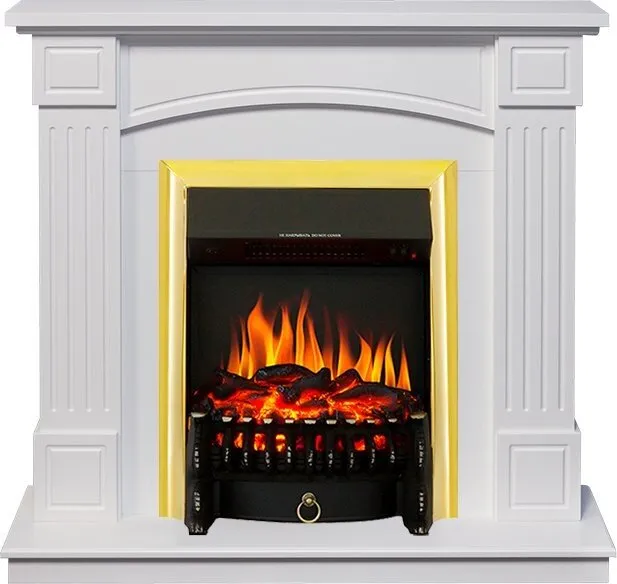 Электрокамин Royal Flame Boston - Белый (Высота 925см) с очагом Fobos FX Brass