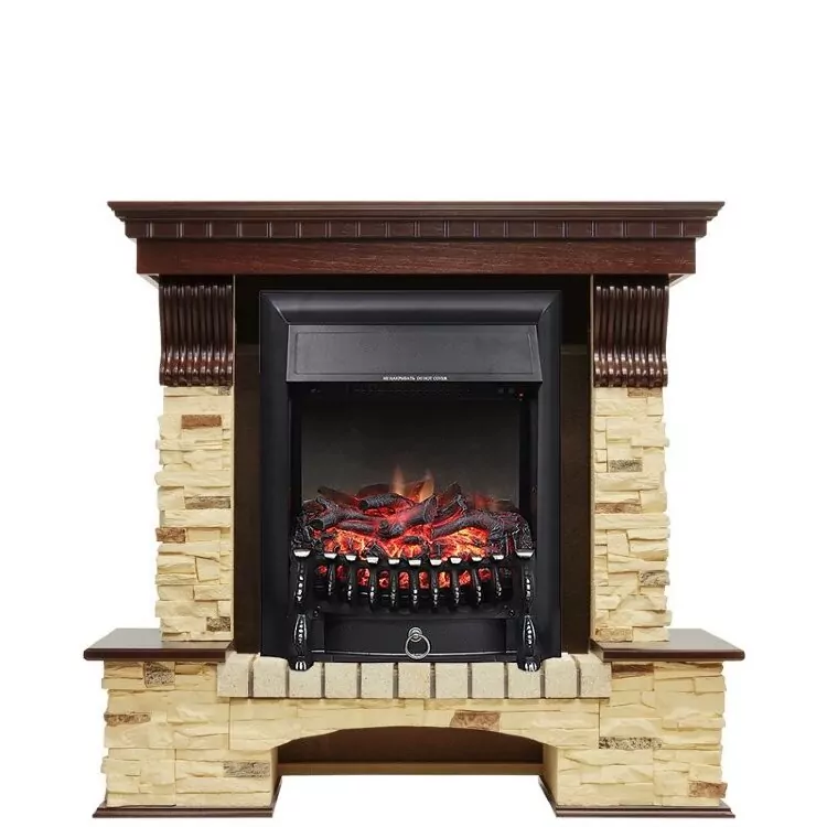 Электрокамин Royal Flame Pierre Luxe - Темный дуб / Сланец с очагом Fobos FX Black