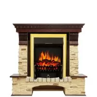 Каминокомплект Royal Flame Pierre Luxe - Темный дуб / Сланец с очагом Fobos FX Brass
