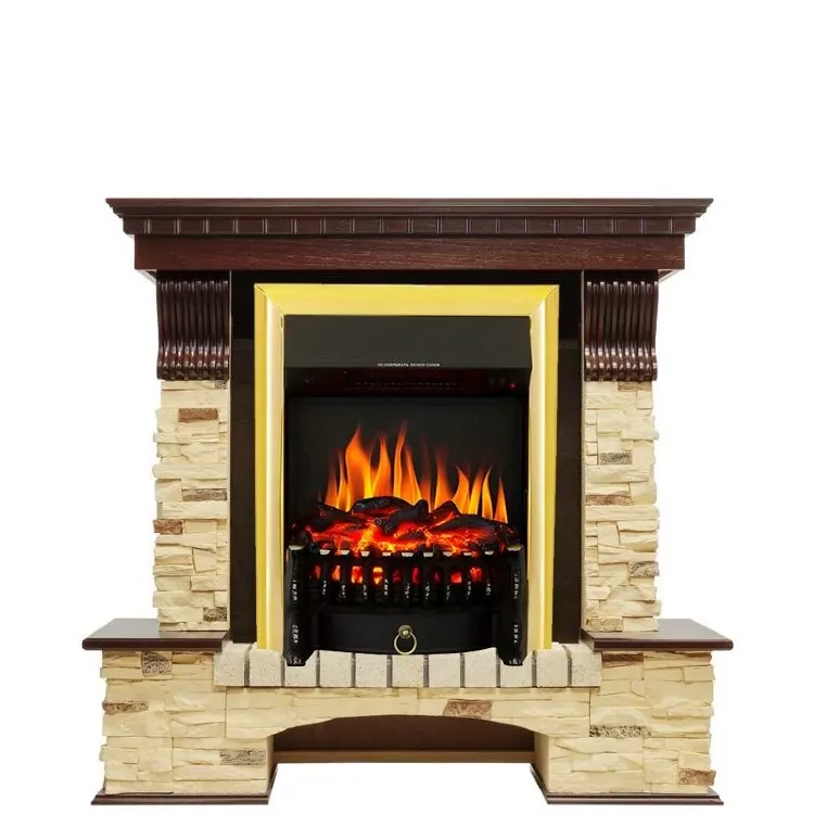 Электрокамин Royal Flame Pierre Luxe - Темный дуб / Сланец с очагом Fobos FX Brass