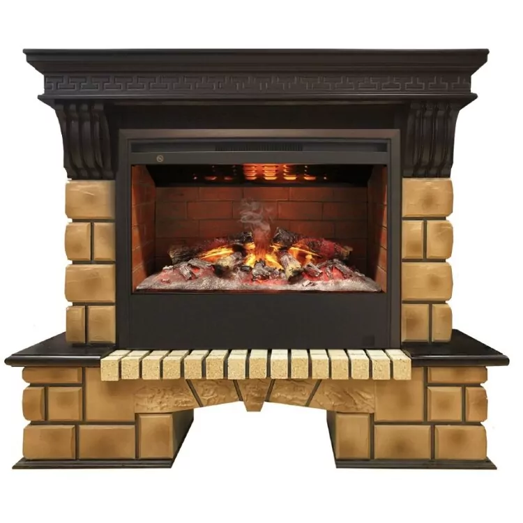 Камин электрический RealFlame Stone Brick 26 AO с Helios 26 3D