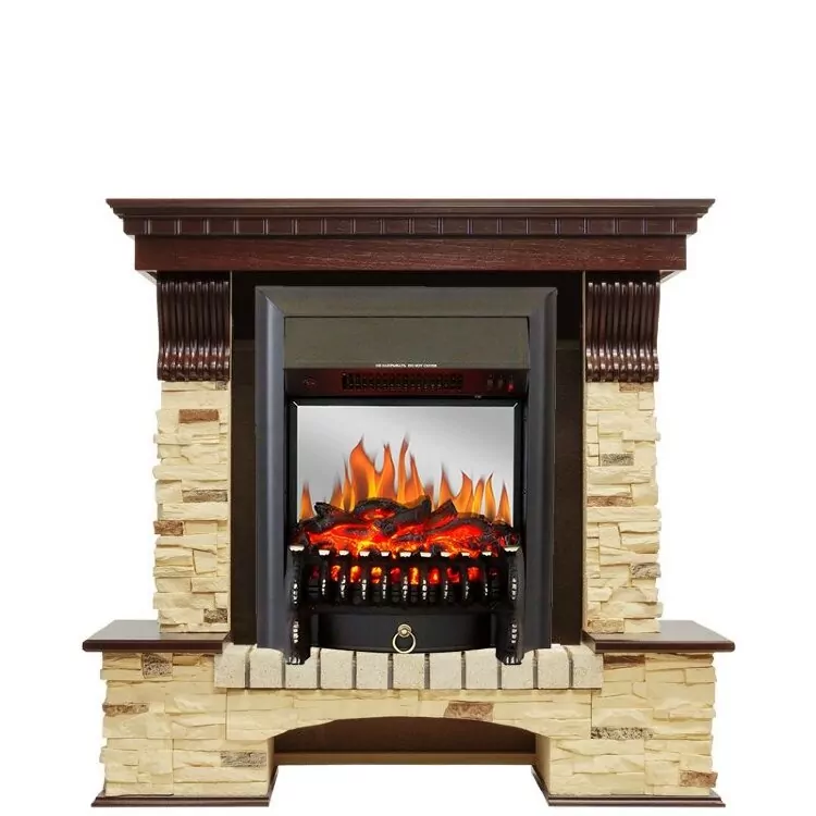 Электрокамин Royal Flame Pierre Luxe - Темный дуб / Сланец с очагом Fobos FX M Black