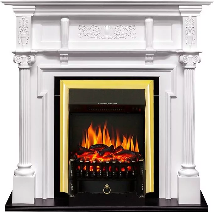 Электрокамин Royal Flame Oxford - Белый с очагом Fobos FX Brass