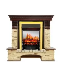 Каминокомплект Royal Flame Pierre Luxe - Темный дуб / Сланец с очагом Fobos FX M Brass