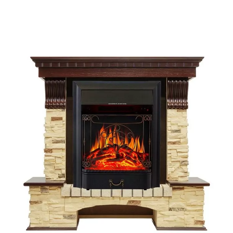Электрокамин Royal Flame Pierre Luxe - Темный дуб / Сланец с очагом Majestic FX Black