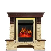 Каминокомплект Royal Flame Pierre Luxe - Темный дуб / Сланец с очагом Majestic FX Brass