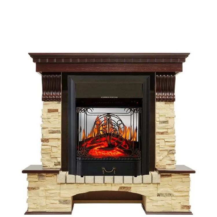 Электрокамин Royal Flame Pierre Luxe - Темный дуб / Сланец с очагом Majestic FX M Black
