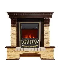 Каминокомплект Royal Flame Pierre Luxe угловой - Темный дуб / Сланец с очагом Aspen Gold