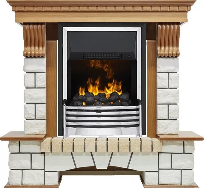 Электрокамин Dimplex Pierre Luxe - Дуб / Белый с очагом Flagstaff
