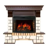 Каминокомплект Royal Flame Pierre Luxe угловой - Белый / Темный дуб с очагом Dioramic 25 LED FX