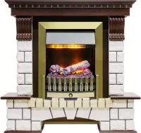 Каминокомплект Dimplex Pierre Luxe - Темный дуб / Белый с очагом Danville Antique Brass FB2