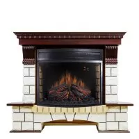 Каминокомплект Royal Flame Pierre Luxe угловой - Темный дуб / Белый с очагом Dioramic 28 LED FX