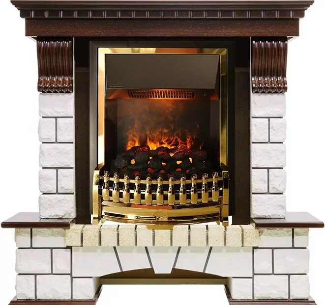 Электрокамин Dimplex Pierre Luxe - Темный дуб / Белый с очагом Atherton