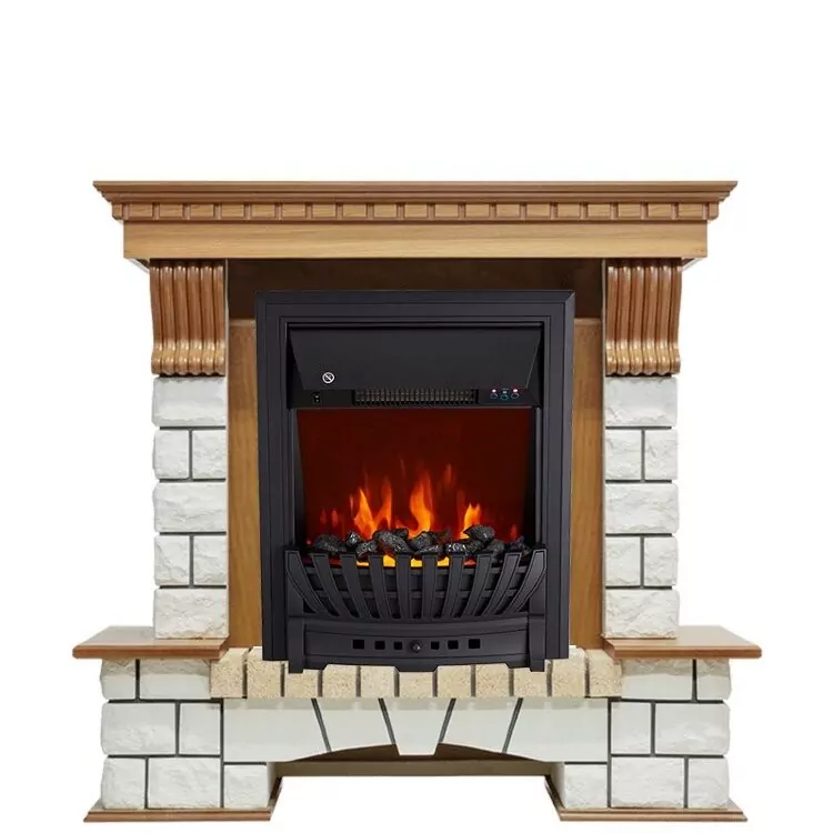 Электрокамин Royal Flame Pierre Luxe - Дуб / Белый с очагом Aspen Black