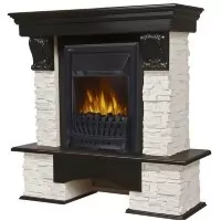 Портал Firelight Pietra Classic камень белый, шпон темный дуб